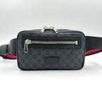 Gucci Soft GG Supreme Sherry Line Leather Navy Black Red Belt Bag Silver