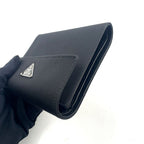 Prada Leather Nylon Black Trifold Wallet Silver — view 6