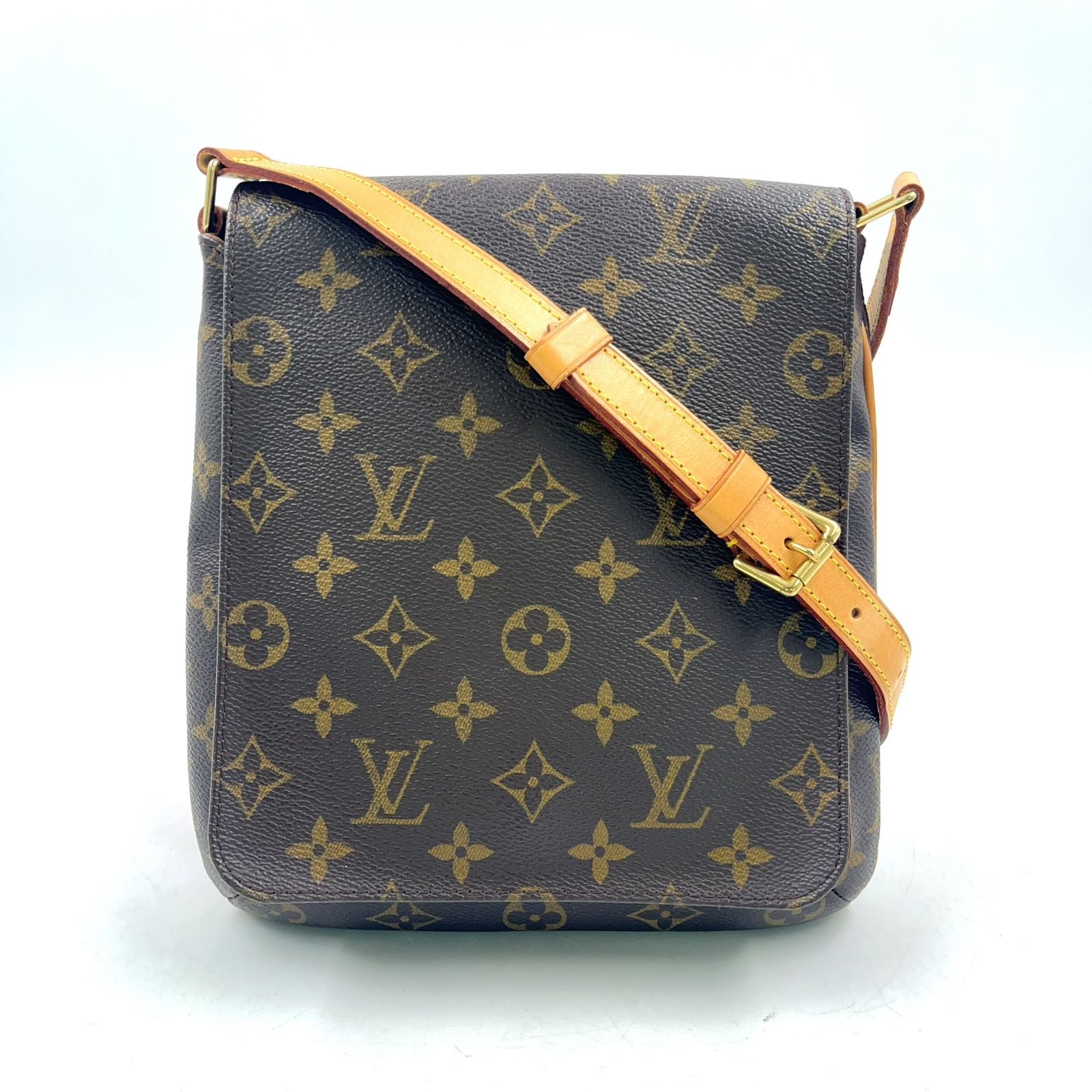 Louis Vuitton Musette Salsa Short Strap Monogram Leather Brown Shoulder Bag Gold