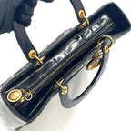 Dior Medium Cannage Patent Leather Black Handbag Gold — view 8