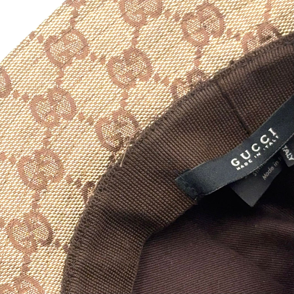 Gucci Web GG Canvas Leather Green Dark Brown Beige Hat Gold — view 8