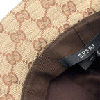 Gucci Web GG Canvas Leather Green Dark Brown Beige Hat Gold — view 8
