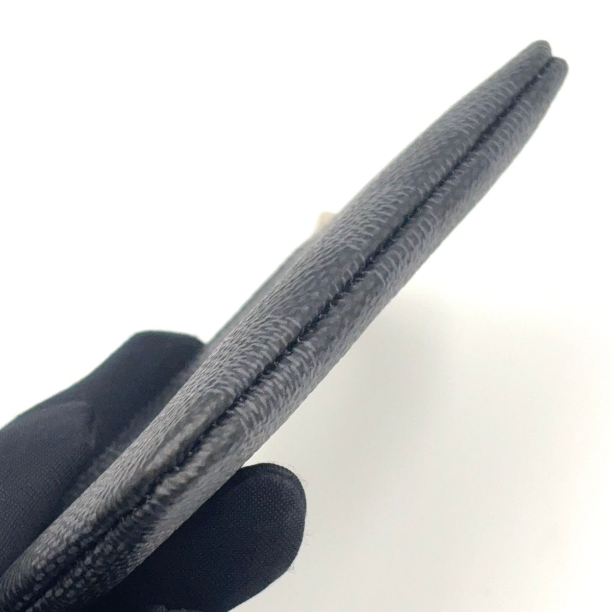 Louis Vuitton Pochette Cles Damier Graphite Leather Black Key Case Silver Key — view 5