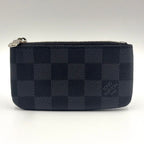 Louis Vuitton Pochette Cles Damier Graphite Leather Black Key Case Silver Key