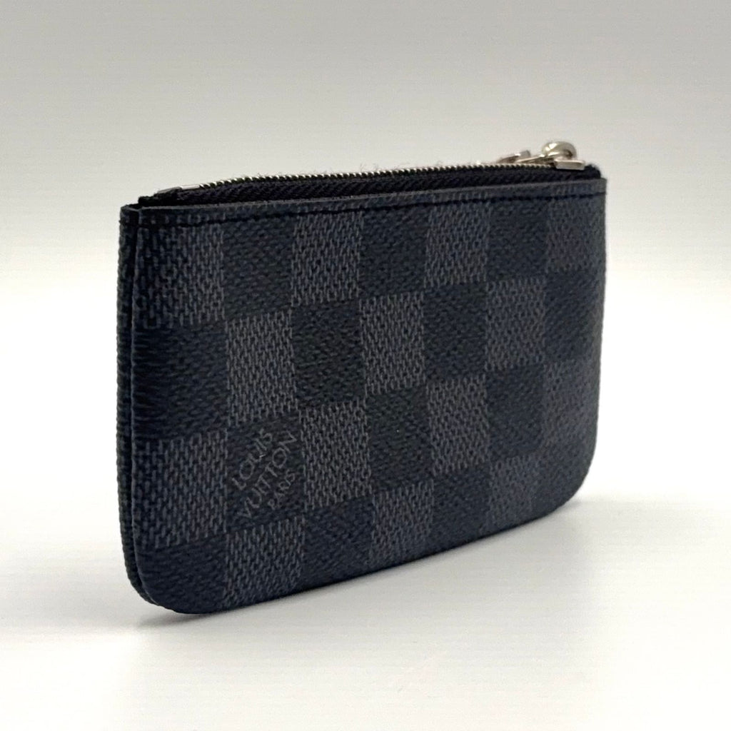 Louis Vuitton Pochette Cles Damier Graphite Leather Black Key Case Silver Key — view 2