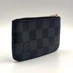Louis Vuitton Pochette Cles Damier Graphite Leather Black Key Case Silver Key — view 2