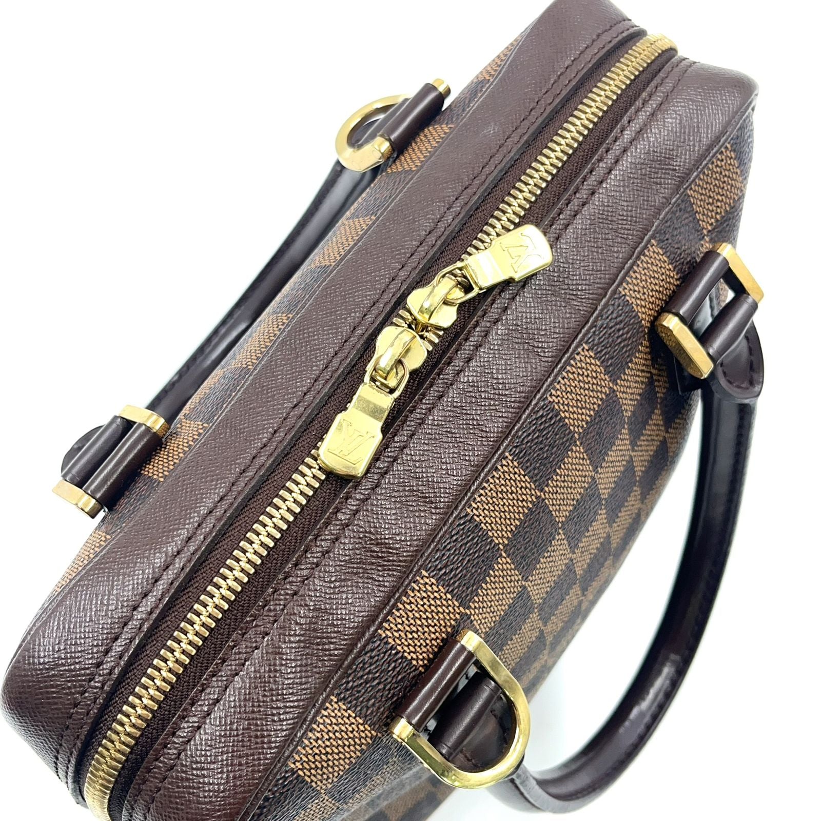 Louis Vuitton Brera Damier Ebene Leather Brown Handbag Gold — view 7