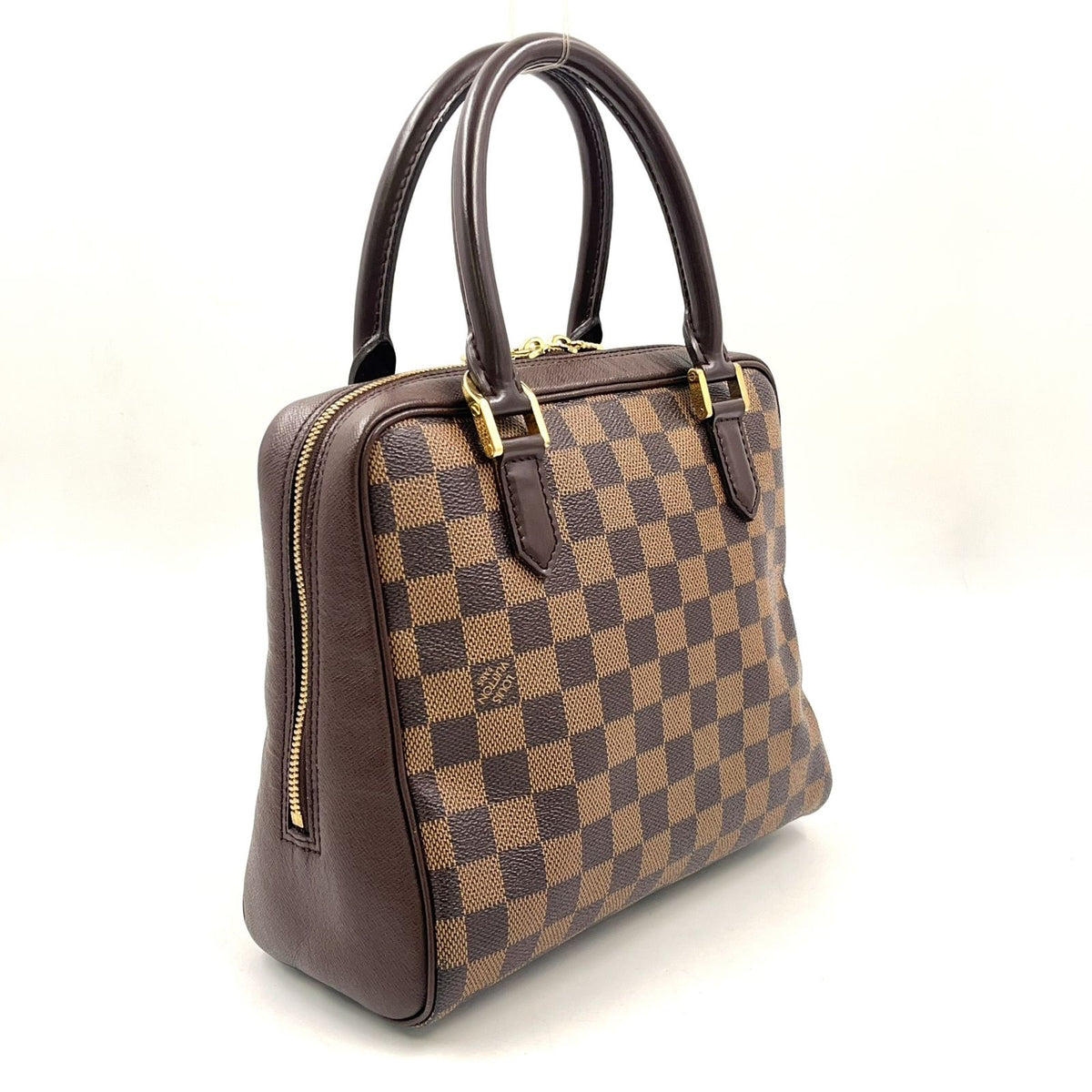 Louis Vuitton Brera Damier Ebene Leather Brown Handbag Gold — view 2
