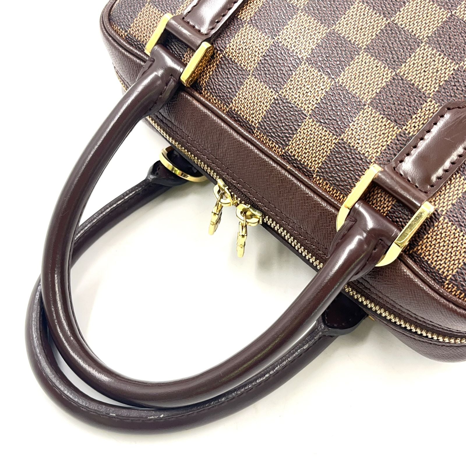 Louis Vuitton Brera Damier Ebene Leather Brown Handbag Gold — view 8