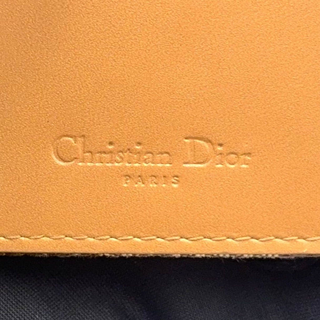 Dior Saddle Trotter Leather Canvas Brown Light Trifold Wallet Gold — view 4