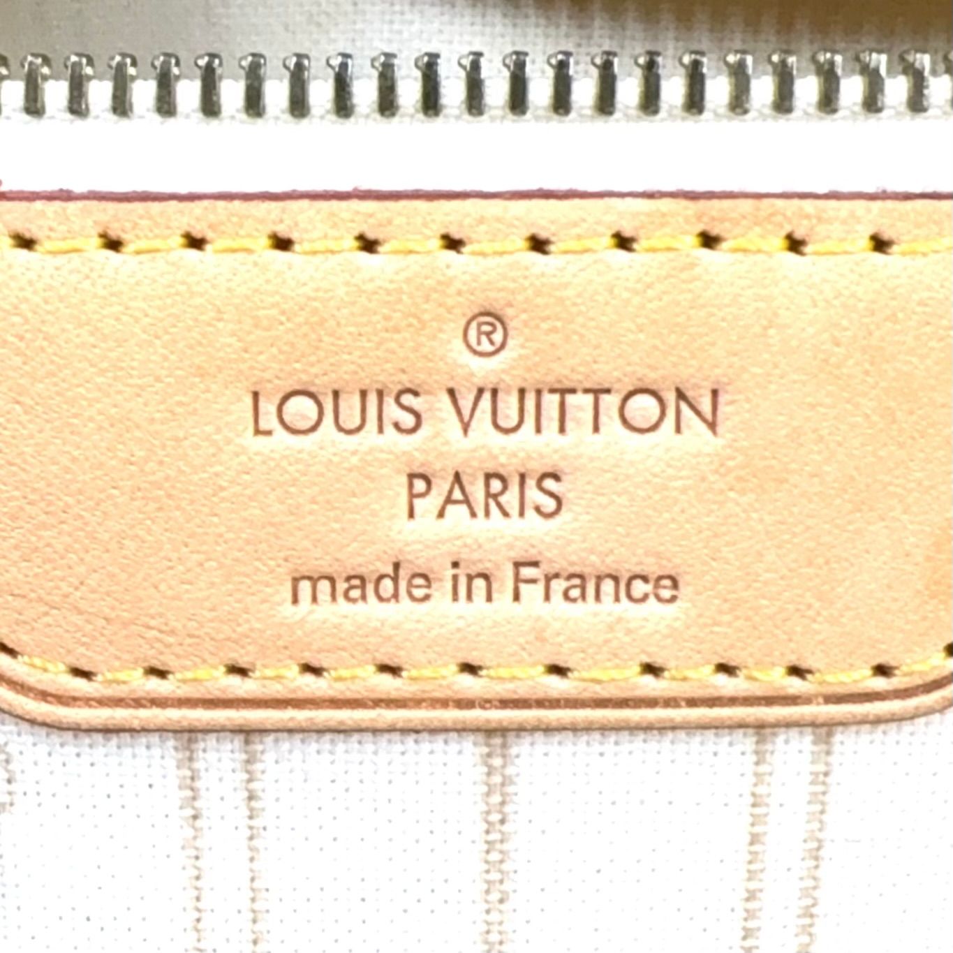 Louis Vuitton Neverfull MM Damier Azur Leather Off White Light Brown Tote — view 3