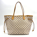 Louis Vuitton Neverfull MM Damier Azur Leather Off White Light Brown Tote