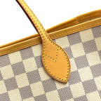 Louis Vuitton Neverfull MM Damier Azur Leather Off White Light Brown Tote — view 8