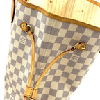 Louis Vuitton Neverfull MM Damier Azur Leather Off White Light Brown Tote — view 6