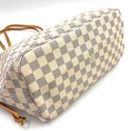 Louis Vuitton Neverfull MM Damier Azur Leather Off White Light Brown Tote — view 4