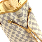 Louis Vuitton Neverfull MM Damier Azur Leather Off White Light Brown Tote — view 5