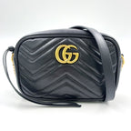 Gucci GG Marmont Quilted Leather Black Shoulder Bag Gold