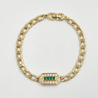 Dior Rhinestone Vintage Glass Emerald Green Clear Gold Bracelet — view 3