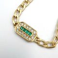Dior Rhinestone Vintage Glass Emerald Green Clear Gold Bracelet