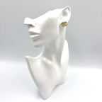 Chanel CC Logo Stud Enamel Gold Beige Earrings — view 8