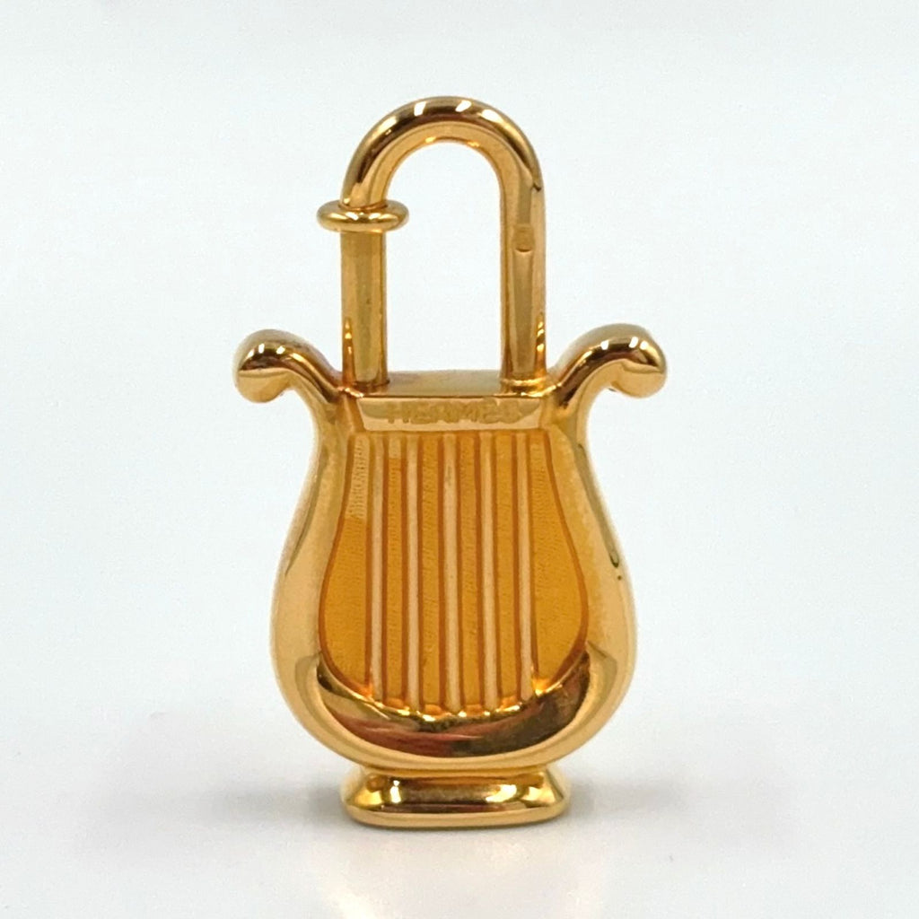 Hermes Harp Motif Metal Gold Charm Keychain