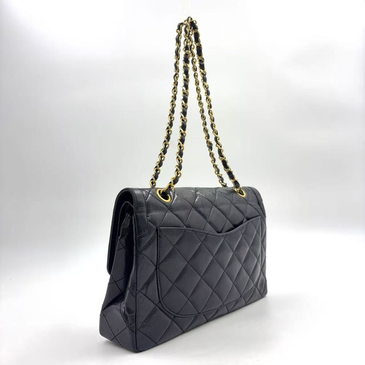 Chanel Limited Edition Quilted Lambskin Black Chain Shoulder Bag Gold — view 2