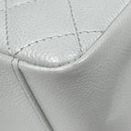 Chanel Tote CC Logo Quilted Caviar Leather White — view 3