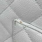 Chanel Tote CC Logo Quilted Caviar Leather White — view 4