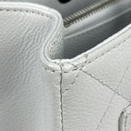 Chanel Tote CC Logo Quilted Caviar Leather White — view 5