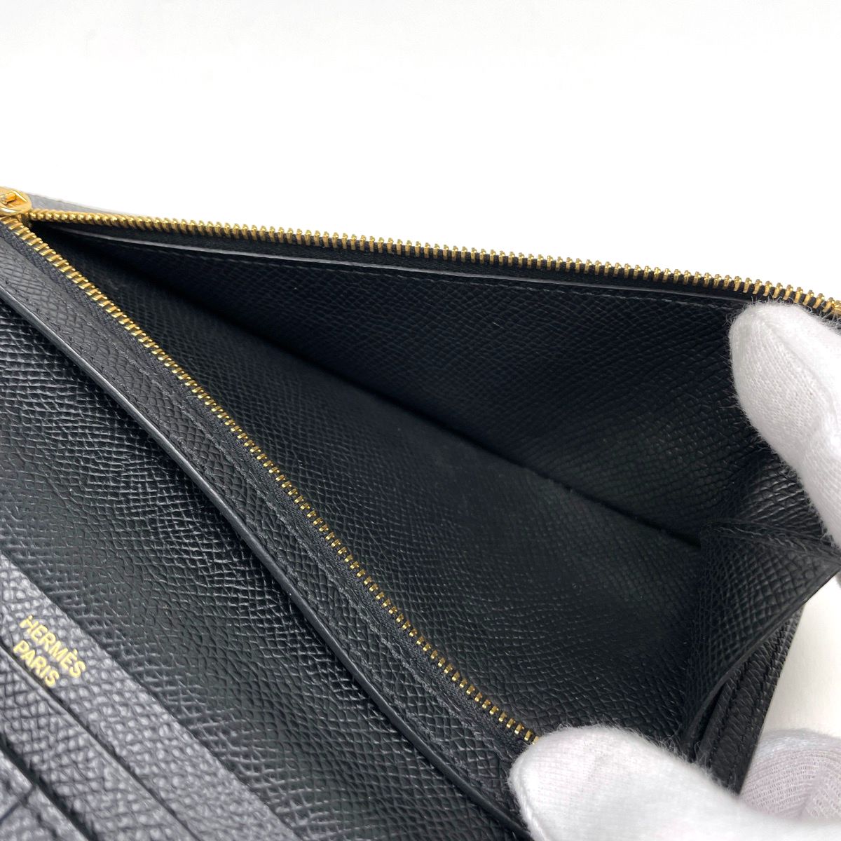 Hermes Bearn Soufflet Wallet Bifold Veau Epsom Black — view 6