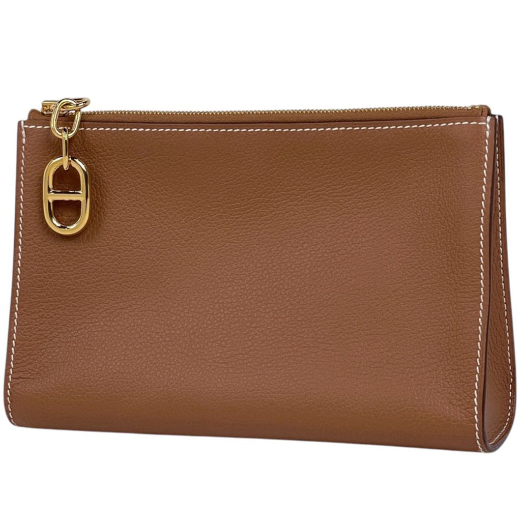 Hermes Zipengo Chaine D'ancre PM Clutch Leather Toffee