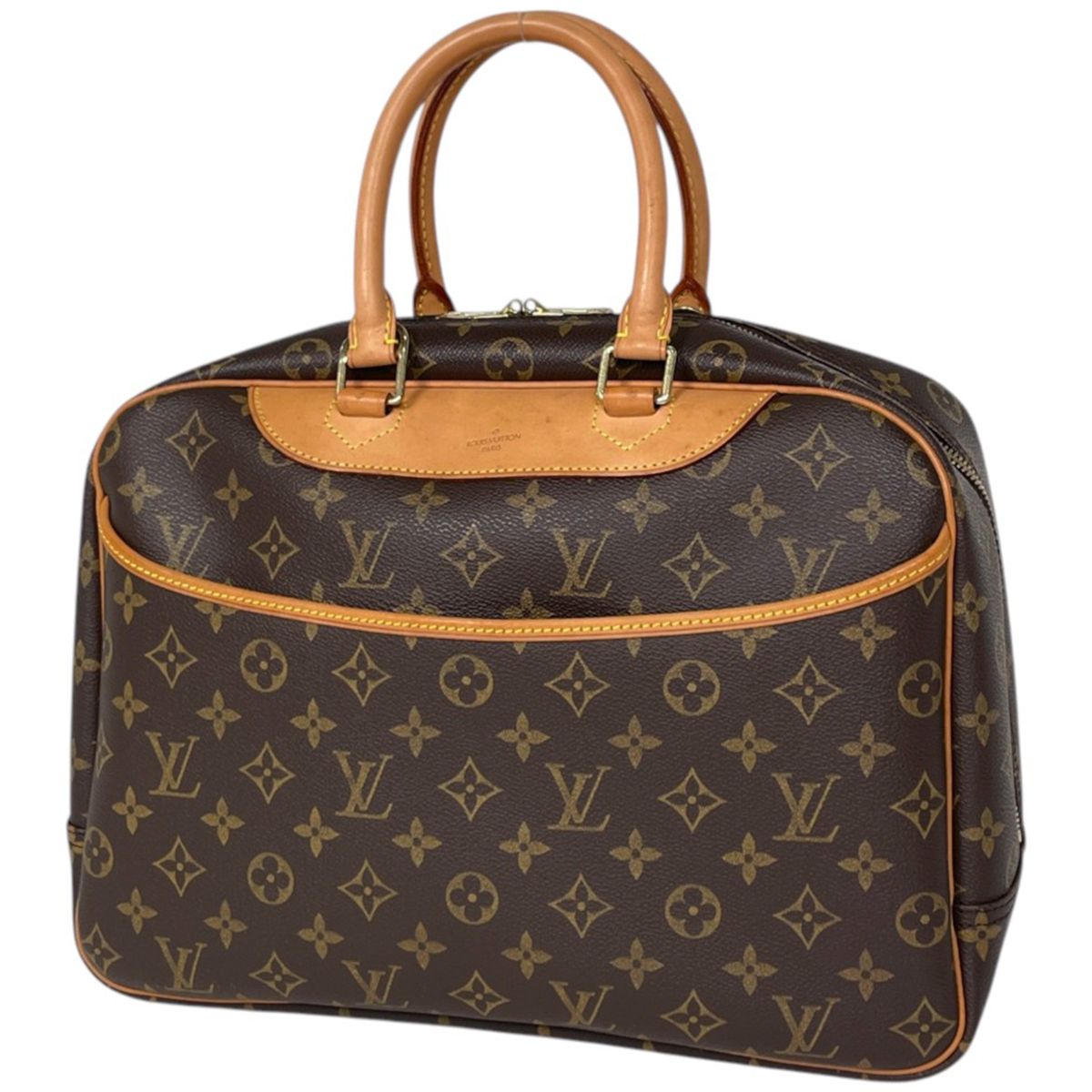 Louis Vuitton Deauville Handbag Handle Bowling Vanity Monogram Brown