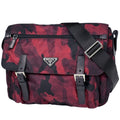 Prada Shoulder Bag Camouflage Nylon Red Black