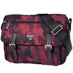 Prada Shoulder Bag Camouflage Nylon Red Black