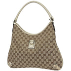 Gucci Shoulder Bag GG Pattern Abbey Canvas Beige White