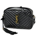Saint Laurent Shoulder Bag Lou Fringe Leather Black