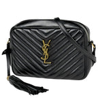 Saint Laurent Shoulder Bag Lou Fringe Leather Black