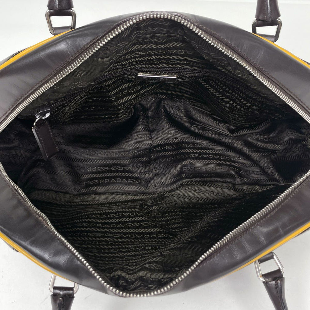 Prada Shoulder Bag Logo Leather Brown — view 8