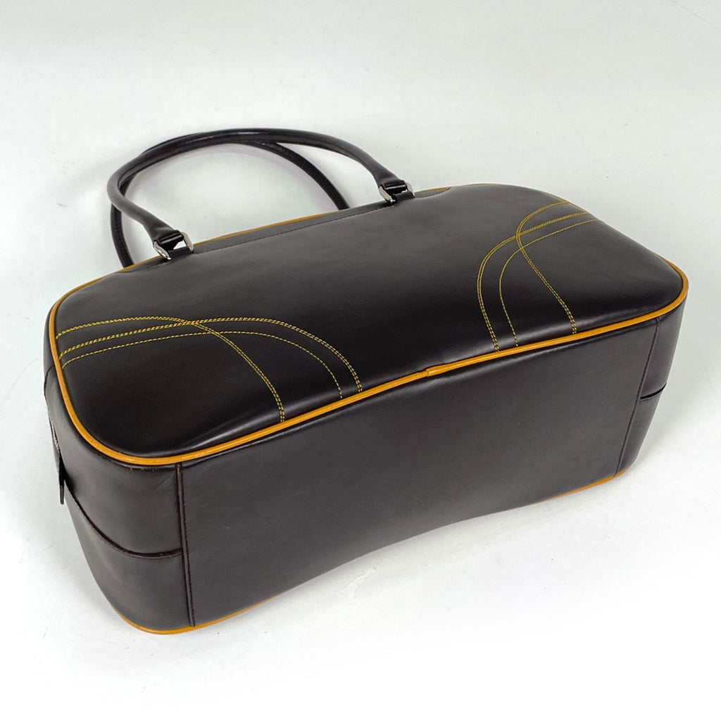 Prada Shoulder Bag Logo Leather Brown — view 2