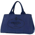 Prada Tote Canapa 2-Way Canvas Blue