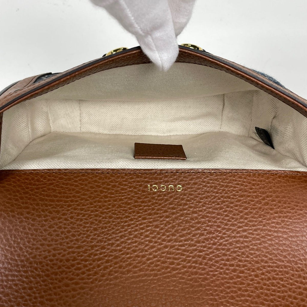Gucci Shoulder Bag Horsebit 1955 GG Denim Blue Brown — view 7