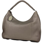 Fendi Shoulder Bag Selleria Metallic Leather Greige