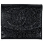 Chanel Bifold Wallet CC Logo Caviar Leather Black