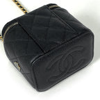 Chanel Shoulder Bag Small Vanity Quilted CC Logo Caviar Leather Black — view 4