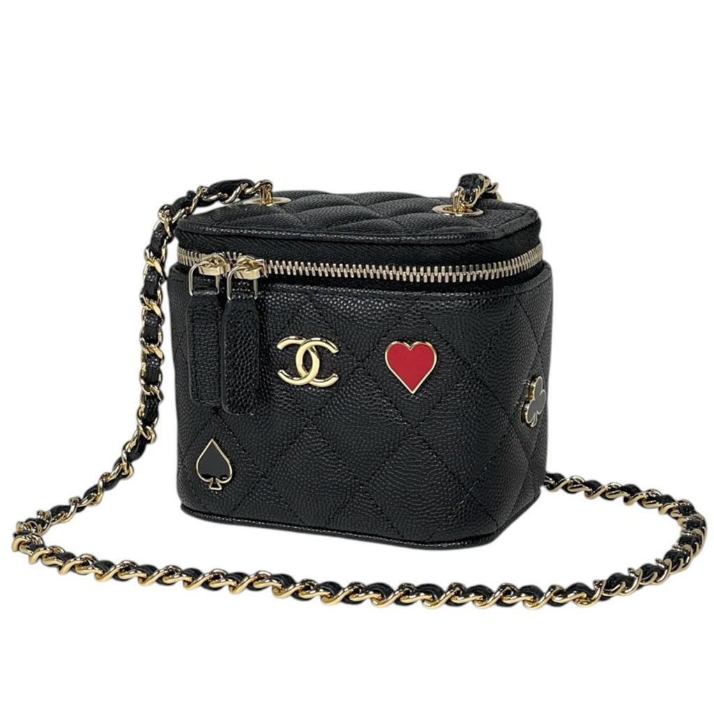 Chanel Shoulder Bag Small Vanity Quilted CC Logo Caviar Leather Black