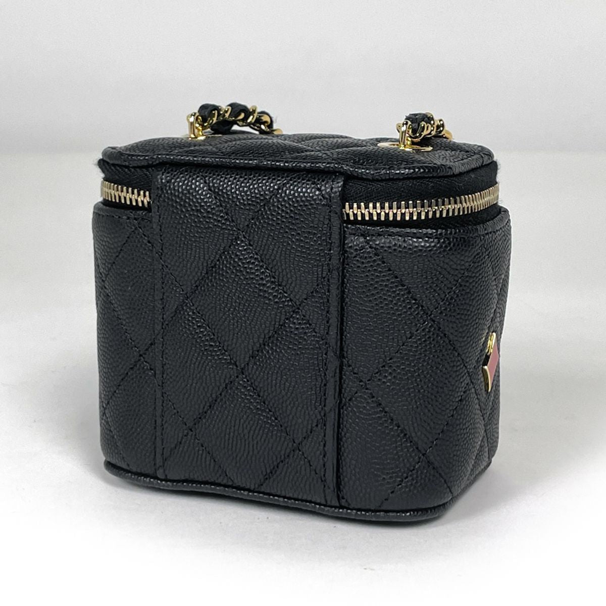 Chanel Shoulder Bag Small Vanity Quilted CC Logo Caviar Leather Black — view 2