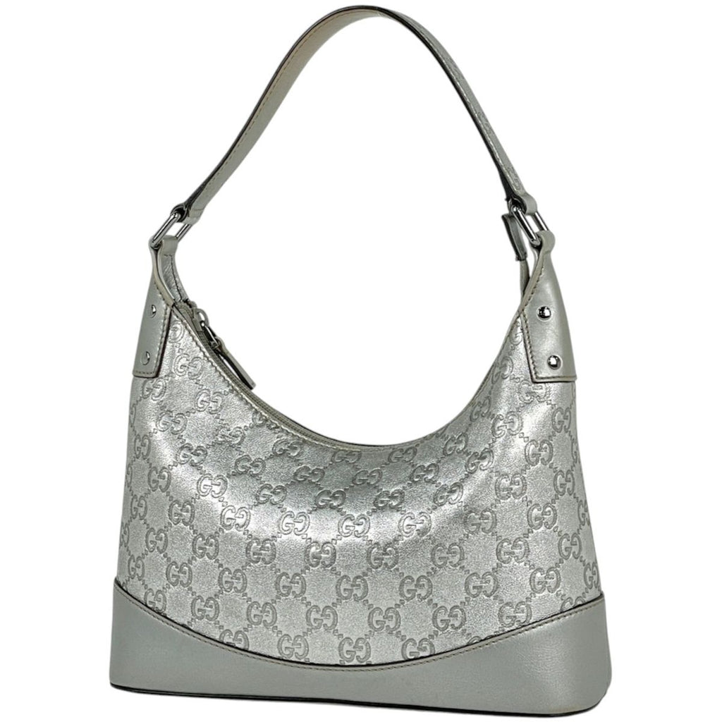 Gucci Shoulder Bag Guccissima Leather Silver