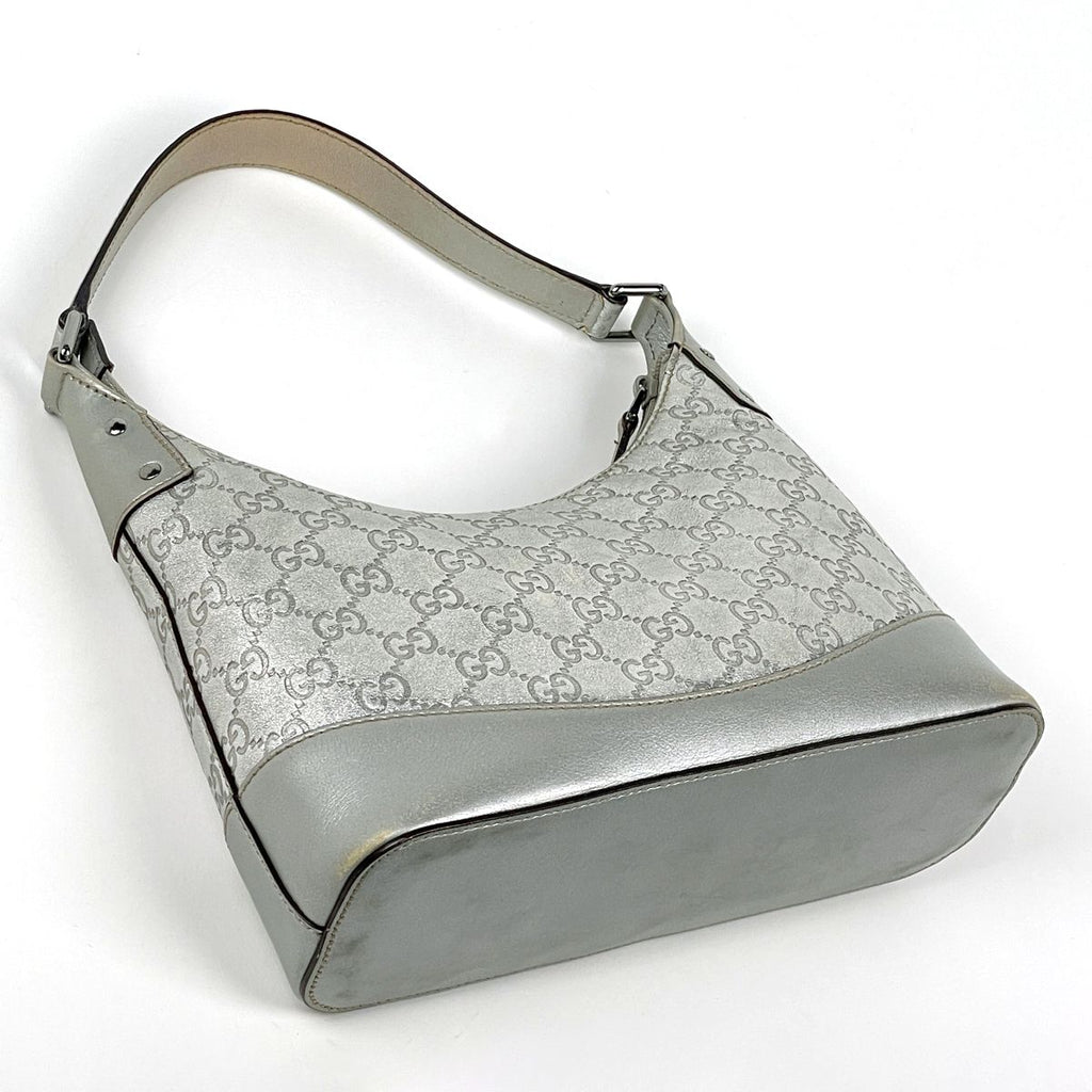 Gucci Shoulder Bag Guccissima Leather Silver — view 2