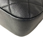 Chanel Tote Quilted Black CC Logo Silver Chain — view 8