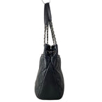 Chanel Tote Quilted Black CC Logo Silver Chain — view 4